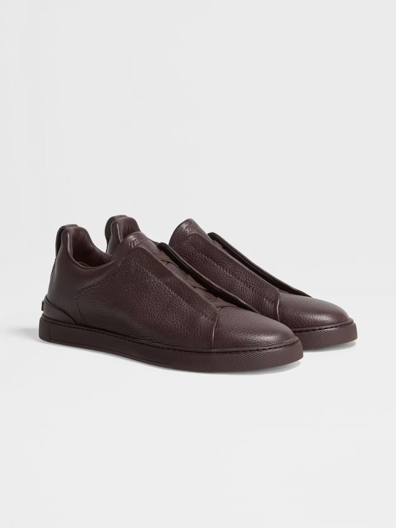 DARK BURGUNDY DEERSKIN TRIPLE STITCH SNEAKERS