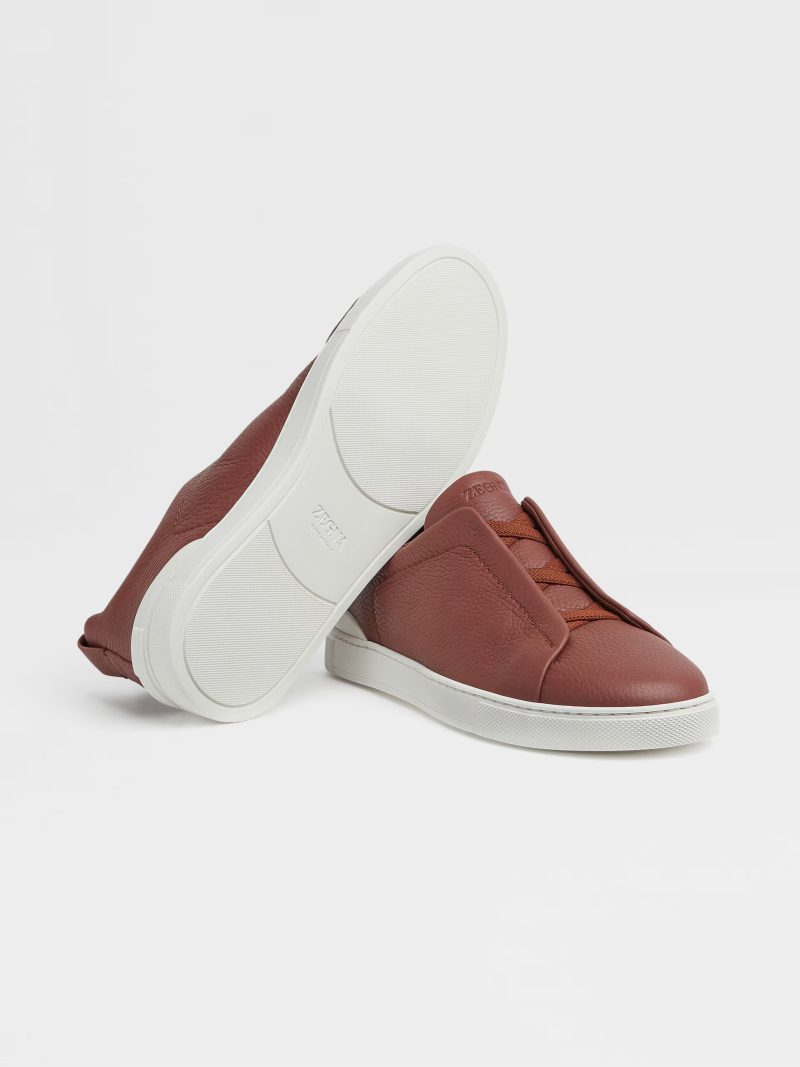 RED DEERSKIN TRIPLE STITCH SNEAKERS - Image 2