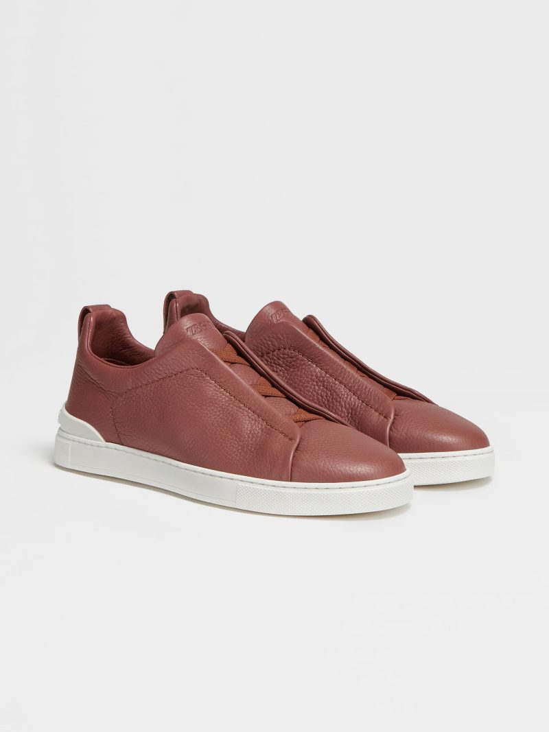 RED DEERSKIN TRIPLE STITCH SNEAKERS