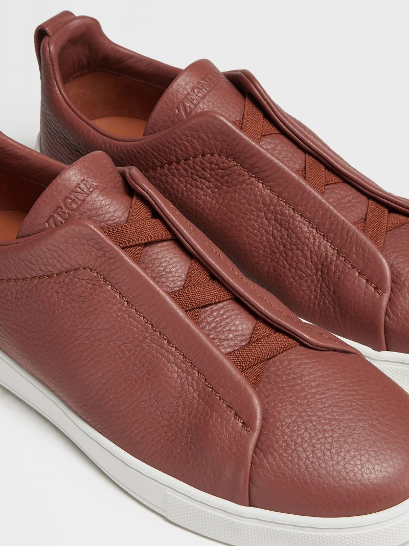 RED DEERSKIN TRIPLE STITCH SNEAKERS - Image 3