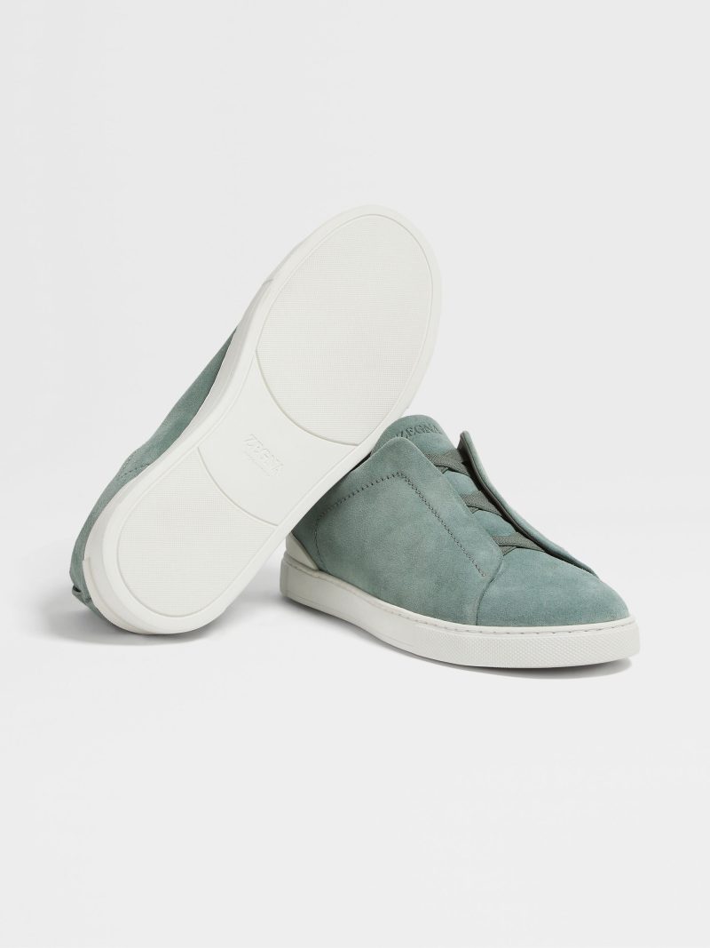 SAGE GREEN SUEDE TRIPLE STITCH SNEAKERS - Image 6