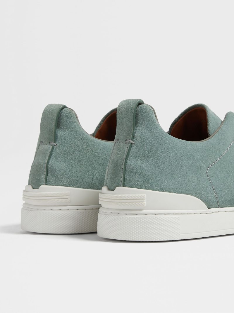 SAGE GREEN SUEDE TRIPLE STITCH SNEAKERS - Image 4