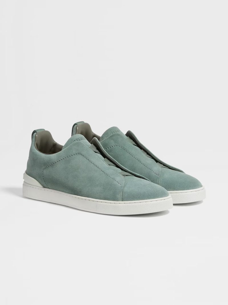 SAGE GREEN SUEDE TRIPLE STITCH SNEAKERS