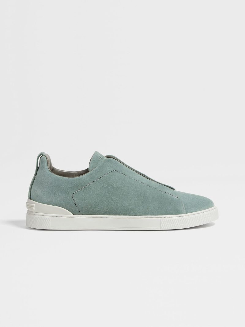 SAGE GREEN SUEDE TRIPLE STITCH SNEAKERS - Image 5