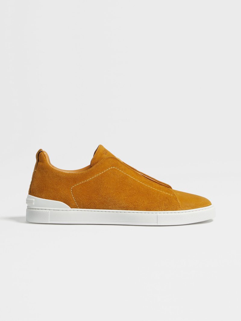 OCHRE SUEDE TRIPLE STITCH SNEAKERS - Image 3