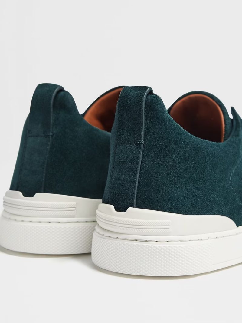 DARK GREEN SUEDE TRIPLE STITCH SNEAKERS - Image 2