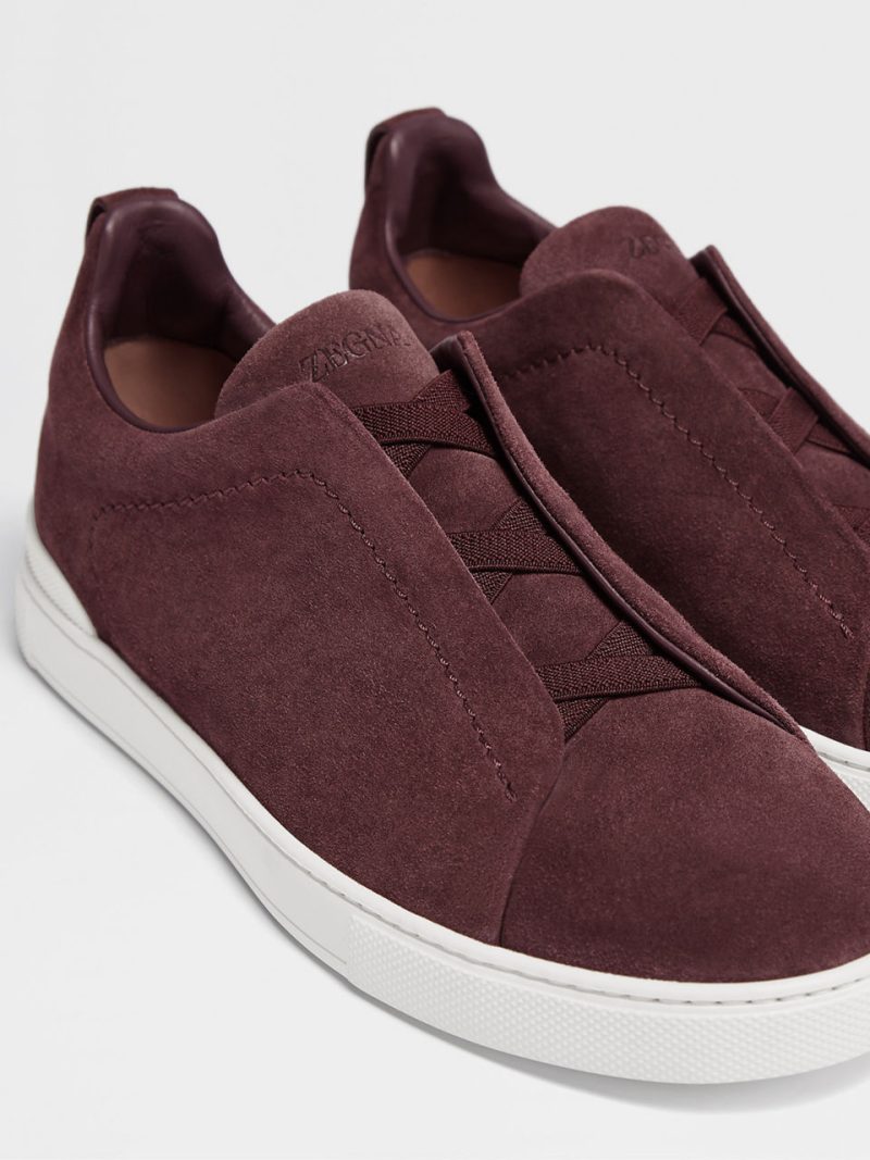 DARK PURPLE SUEDE TRIPLE STITCH SNEAKERS - Image 3