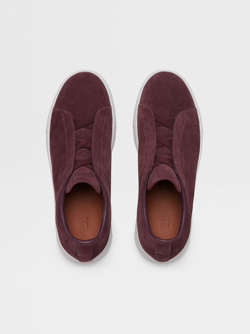 DARK PURPLE SUEDE TRIPLE STITCH SNEAKERS - Image 2