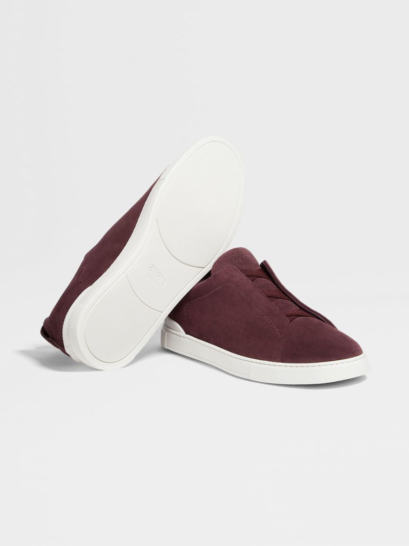 DARK PURPLE SUEDE TRIPLE STITCH SNEAKERS - Image 5