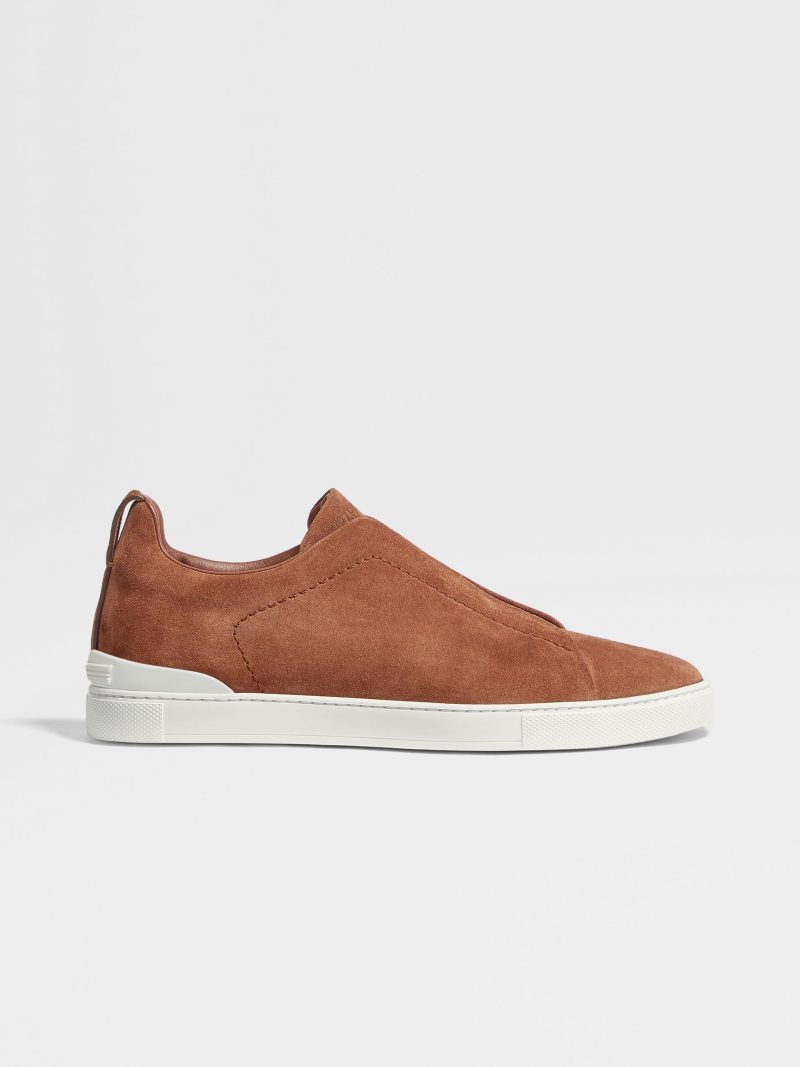 TOBACCO SUEDE TRIPLE STITCH SNEAKERS - Image 3