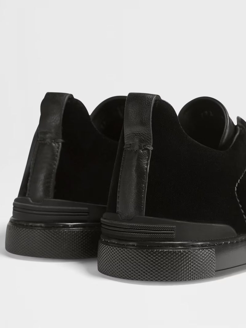 BLACK VELVET TRIPLE STITCH SNEAKERS - Image 3